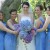 Bride and her girls with their bouquets in the middle