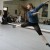 Female dancer rehearsing jump