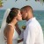 Beach wedding kiss